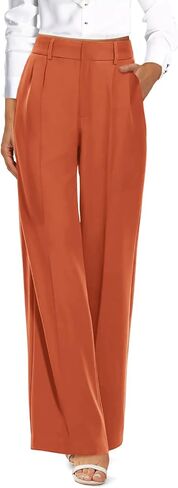 onlypuff Womens Wide Leg Palazzo Trousers Casual Business Pants High Waisted Straight Long Capris with Pockets in Saudi Arabia