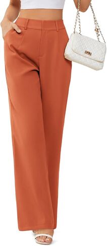 onlypuff Womens Wide Leg Palazzo Trousers Casual Business Pants High Waisted Straight Long Capris with Pockets in Saudi Arabia