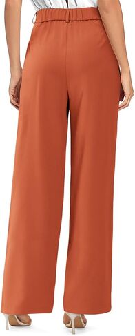 onlypuff Womens Wide Leg Palazzo Trousers Casual Business Pants High Waisted Straight Long Capris with Pockets in Saudi Arabia