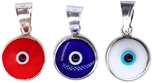 Made for Luck Authentic 925 Sterling Silver 10 MM Round Glass Evil Eye Charm Turkish Protection Pendant DIY in Saudi Arabia