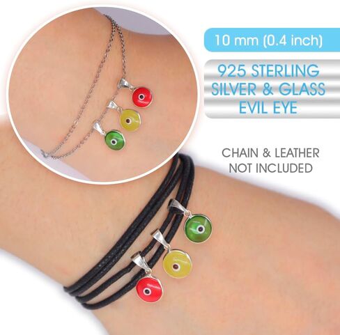 Made for Luck Authentic 925 Sterling Silver 10 MM Round Glass Evil Eye Charm Turkish Protection Pendant DIY in Saudi Arabia