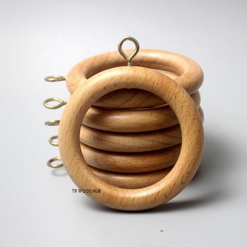 Premium Wooden Curtain Rings for Window and Door Decoration (24 Pieces) Wood Drapery Rings | Inner Dia 1.75 Inch and Outer Dia 2.5 Inch | Beech Wood in Saudi Arabia