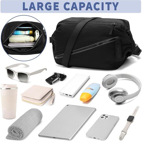Small Gym Bag for Women Men, Small Duffle Bag Crossbody Bags for Women, Lightweight Compact Sports Bag for Gym Work Fitness Travel, 3 in 1 Workout Bag-Black in Saudi Arabia