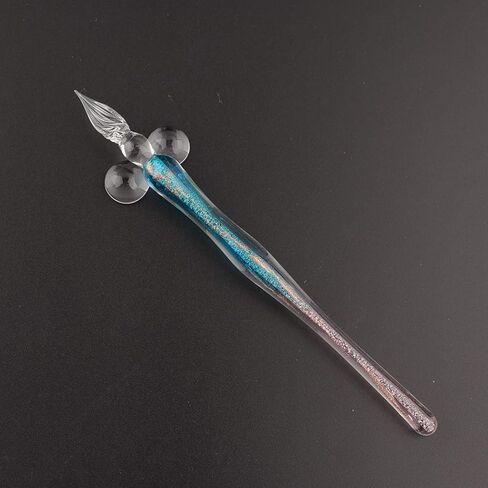 Handmade Glass Dip Pen Ink Set, Crystal Sparkling Signature Drawing Calligraphy Writing Pen with Bottle Ink and Pen Holder - Gradient Light Blue in Saudi Arabia