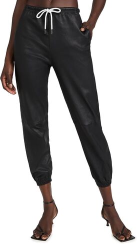 SPRWMN Women's Leather Drawstring Joggers in Saudi Arabia