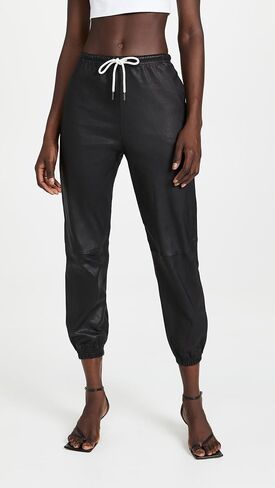 SPRWMN Women's Leather Drawstring Joggers in Saudi Arabia