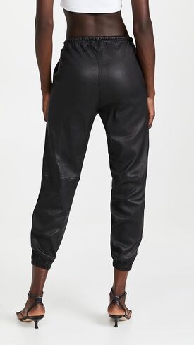 SPRWMN Women's Leather Drawstring Joggers in Saudi Arabia