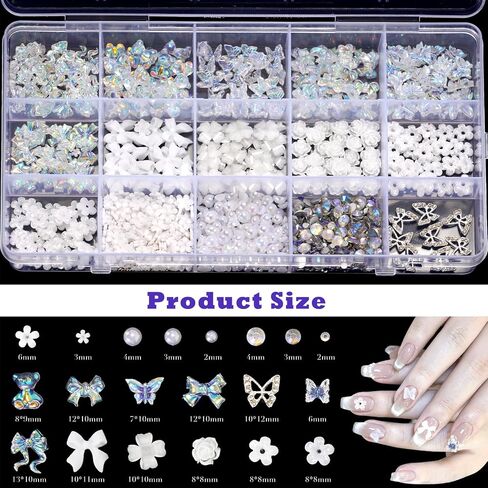 Acrylic Butterfly Flower Bear Nail Art Pendant Art, Multi-shape Pearl Rhinestone Golden Metal Applique Jewelry Accessories Production (S1-Bow Rhinestones) in Saudi Arabia