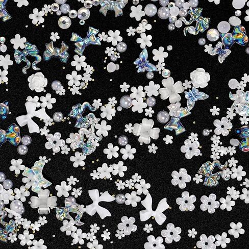 Acrylic Butterfly Flower Bear Nail Art Pendant Art, Multi-shape Pearl Rhinestone Golden Metal Applique Jewelry Accessories Production (S1-Bow Rhinestones) in Saudi Arabia