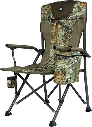 كرسي قابل للطي للاستخدام الخارجي عالي الظهر للبالغين، كرسي قابل للطي بذراع صلبة مع حقيبة تبريد عالية السعة تدعم 330 رطلاً in Kuwait