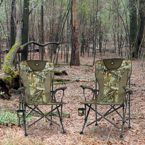 كرسي قابل للطي للاستخدام الخارجي عالي الظهر للبالغين، كرسي قابل للطي بذراع صلبة مع حقيبة تبريد عالية السعة تدعم 330 رطلاً in Kuwait