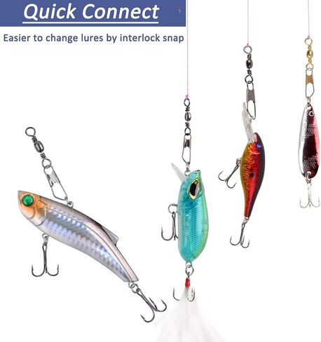 JSHANMEI Fishing Swivels Snaps Rolling Barrel Swivels with Safety Snap High Strength Freshwater Saltwater Fishing Snap Swivels Fishing Tackle Accessories Lure Line Connector in Saudi Arabia