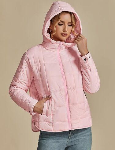 luvamia Puffer Jackets for Women Quilted Lightweight Coats Trendy Hooded Zip Up Casual Fall Puffy Jacket Coat Pockets in Saudi Arabia