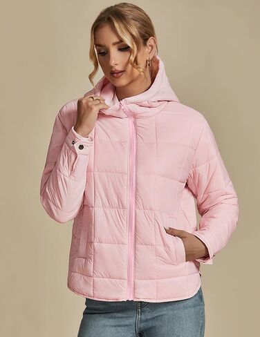 luvamia Puffer Jackets for Women Quilted Lightweight Coats Trendy Hooded Zip Up Casual Fall Puffy Jacket Coat Pockets in Saudi Arabia