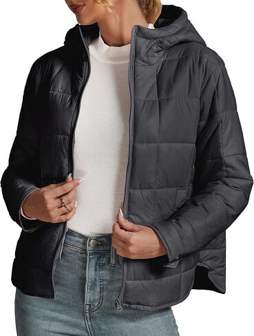 luvamia Puffer Jackets for Women Quilted Lightweight Coats Trendy Hooded Zip Up Casual Fall Puffy Jacket Coat Pockets in Saudi Arabia