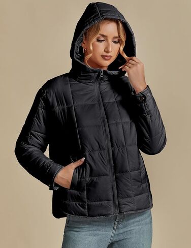 luvamia Puffer Jackets for Women Quilted Lightweight Coats Trendy Hooded Zip Up Casual Fall Puffy Jacket Coat Pockets in Saudi Arabia