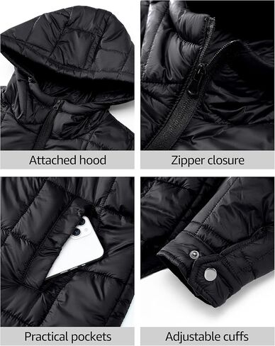 luvamia Puffer Jackets for Women Quilted Lightweight Coats Trendy Hooded Zip Up Casual Fall Puffy Jacket Coat Pockets in Saudi Arabia