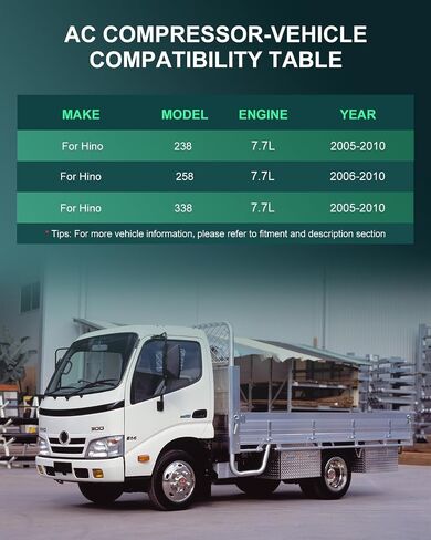 ضاغط تيار متردد مع قابض A C لـ 2005-2010 مناسب لـ Hino 238 7.7L، 2006-2010 مناسب لـ Hino 258 7.7L، 2005-2010 مناسب لـ Hino 268 7.7L، 2005-2010 مناسب لـ Hino 338، ضاغط تكييف الهواء OE CO 29238C in Saudi Arabia