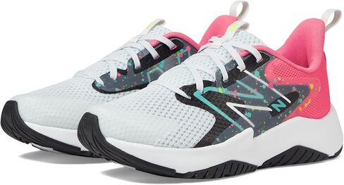 New Balance Rave Run V2 Lace-up Shoe, Quartz Grey/Ultra Pink/Cyber Jade, 5.5 US Unisex Big Kid in Saudi Arabia