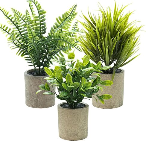 Artificial Potted Plants 3 PCS Mini Potted Plants Faux Herbs Small House Plants Indoor Faux Houseplants for Indoor Greenery Tabletop Décor Desk Decoration in Saudi Arabia