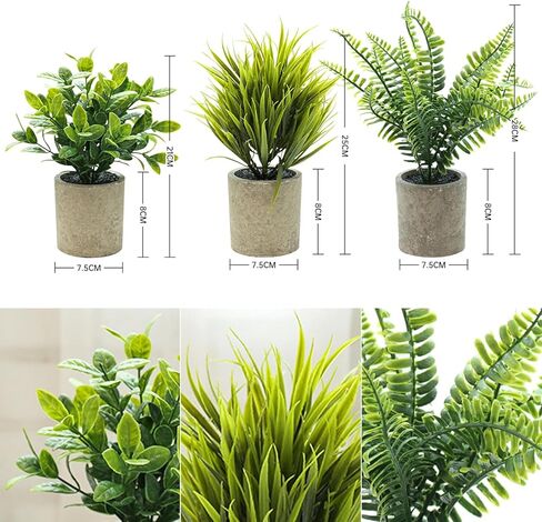 Artificial Potted Plants 3 PCS Mini Potted Plants Faux Herbs Small House Plants Indoor Faux Houseplants for Indoor Greenery Tabletop Décor Desk Decoration in Saudi Arabia