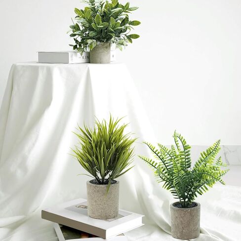 Artificial Potted Plants 3 PCS Mini Potted Plants Faux Herbs Small House Plants Indoor Faux Houseplants for Indoor Greenery Tabletop Décor Desk Decoration in Saudi Arabia