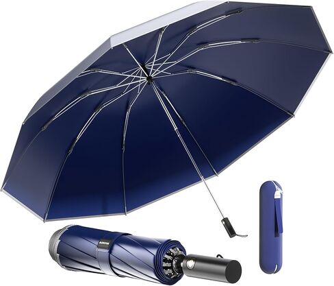 Travel Inverted Umbrella,Large Windproof Umbrellas for Rain,Compact Auto Umbrella with Reflective Strip,Travel Reverse Folding Umbrella with case in Saudi Arabia