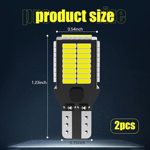 2 PCS T15 Car LED Reversing Light, 13.8mm x 31.3mm 4014 54SMD WFPC High Brightness Decoded CANBUS Tail Light, 360-degree Lighting Accessories, Compatible with Most Car Models (White) in Saudi Arabia