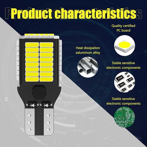 2 PCS T15 Car LED Reversing Light, 13.8mm x 31.3mm 4014 54SMD WFPC High Brightness Decoded CANBUS Tail Light, 360-degree Lighting Accessories, Compatible with Most Car Models (White) in Saudi Arabia