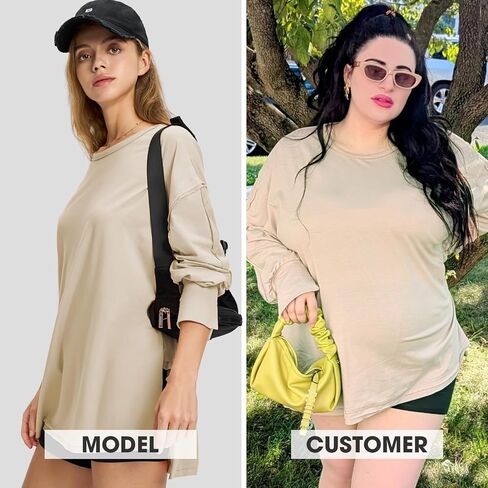 EXLURA Womens Fall Long Sleeve Shirts Casual Loose Crewneck Maternity Tops Fashion Trendy Outfits 2024 Workout Tunic Blouses in Saudi Arabia