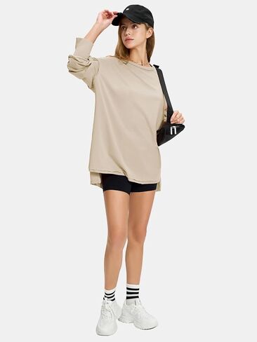EXLURA Womens Fall Long Sleeve Shirts Casual Loose Crewneck Maternity Tops Fashion Trendy Outfits 2024 Workout Tunic Blouses in Saudi Arabia