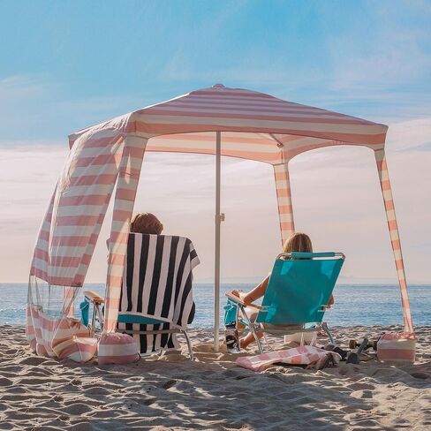 AMMSUN Beach Cabana, 6.2'×6.2' Beach Canopy, Easy Set up and Take Down, Cool Cabana Beach Tent with Sand Pockets, Instant Sun Shelter with Privacy Sunwall, Turquoise in Kuwait