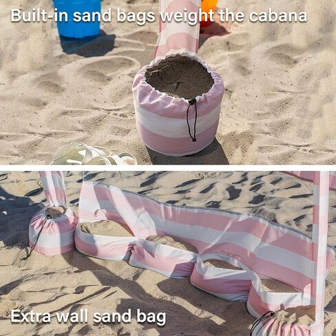 AMMSUN Beach Cabana, 6.2'×6.2' Beach Canopy, Easy Set up and Take Down, Cool Cabana Beach Tent with Sand Pockets, Instant Sun Shelter with Privacy Sunwall, Turquoise in Kuwait