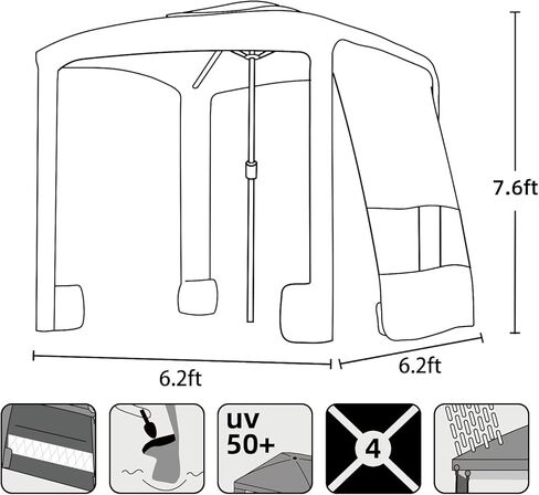 AMMSUN Beach Cabana, 6.2'×6.2' Beach Canopy, Easy Set up and Take Down, Cool Cabana Beach Tent with Sand Pockets, Instant Sun Shelter with Privacy Sunwall, Turquoise in Kuwait