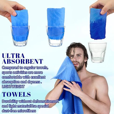 4 قطع منشفة شامواه للسباحة، منشفة شامية، منشفة سباحة، منشفة رياضية، منشفة للسباحة للغوص، والسباحة، والرياضات المائية الأخرى (أزرق، أخضر، رمادي داكن، أرجواني، 13 × 17 بوصة) in Kuwait