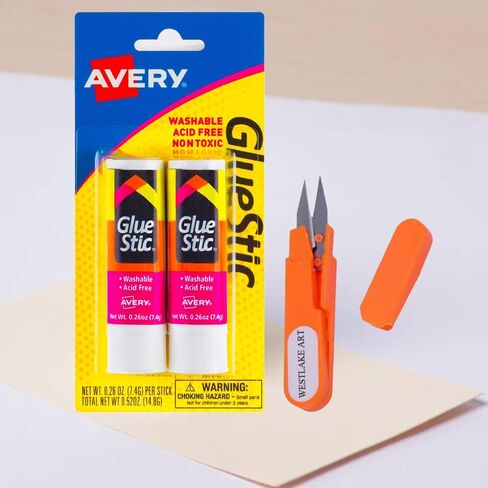 Glue Stick, 0.26 Oz, Bundled With Embroidery Scissors, Washable & Nontoxic, White Glue Sticks Ideal For Kids Crafts & School Projects, 2 Glue Sticks For Kids, Mess-Free~ [Pack Of 2] in Saudi Arabia