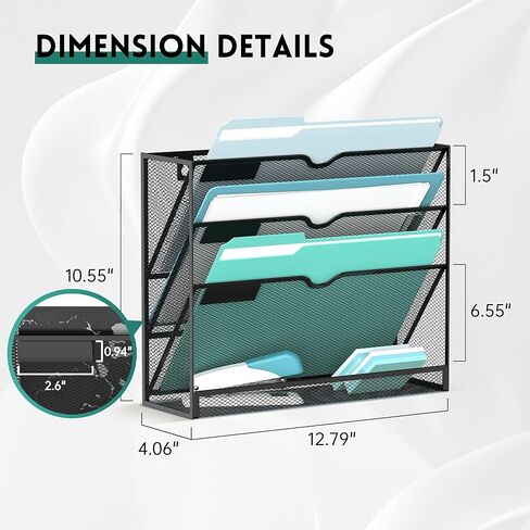 منظم ملفات الحائط من SUPEASY بأربعة طبقات، منظم ملفات معلق شبكي، بدون تجميع، ملفات حائط معلقة للأوراق والمجلدات والمجلات ومنظم حائط للحافظة، أسود in Kuwait