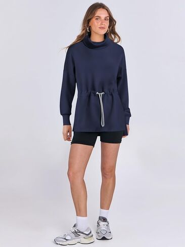 ANRABESS Womens Turtleneck Sweatshirts Drawstring Waist Pullover Tops Loose Fit Long Sleeve Hoodies 2024 Fall Preppy Outfits in Saudi Arabia