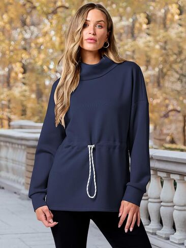 ANRABESS Womens Turtleneck Sweatshirts Drawstring Waist Pullover Tops Loose Fit Long Sleeve Hoodies 2024 Fall Preppy Outfits in Saudi Arabia