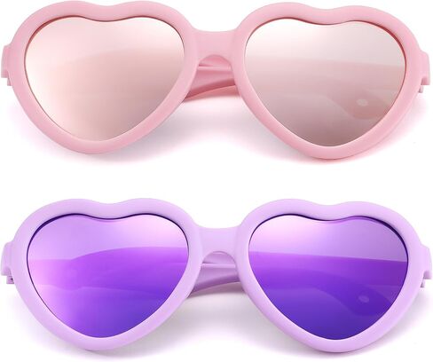 Kids Heart Polarized Sunglasses - TPEE Rubber Flexible Toddler Sunglasses with Strap for Girls Boys Age 2-8 in Saudi Arabia