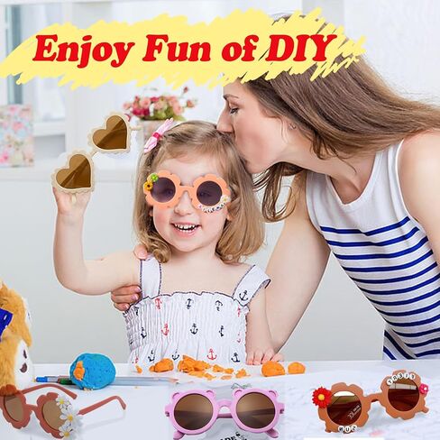 8/24 زوجًا من النظارات الشمسية للأطفال، مجموعة DIY من النظارات الشمسية ذات الزهور الرجعية، نظارات كبيرة للاستخدام في الهواء الطلق للفتيات الصغيرات في الحفلات in Kuwait