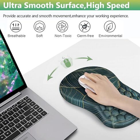 Mouse Pad Wrist Support 2 in 1 Ergonomic Mouse Pad with Wrist Rest + Coaster, Memory Foam Massage Designed Pain Relief Non-Slip Computer Mousepad Wrist Rest for Gaming/Working-Flowers in Saudi Arabia