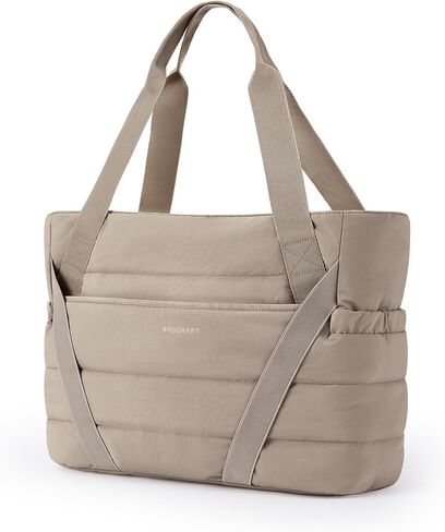 BAGSMART Tote Bag for Women with Zipper, Quilted Tote Bag Gym Tote with Yoga Mat Straps for Travel Sport in Kuwait