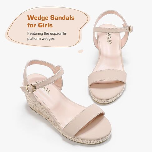 Wedge Sandals for Girls Espadrille Dressy Platform Sandals Open Toe Ankle Strap Summer Girls Heel Little Big Kid in Saudi Arabia