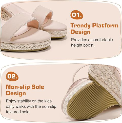 Wedge Sandals for Girls Espadrille Dressy Platform Sandals Open Toe Ankle Strap Summer Girls Heel Little Big Kid in Saudi Arabia