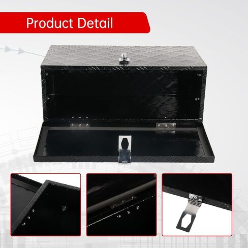 24'' Inch Stripes Plated ATV UTV Aluminum Tool Box Truck Bed Toolbox Waterproof Square Storage Organizer with Lock and Keys Black(‎24" L x 9.5" W x 12.5" H) in Saudi Arabia