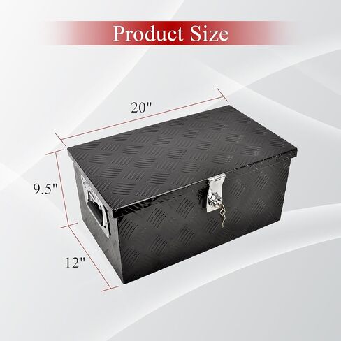 24'' Inch Stripes Plated ATV UTV Aluminum Tool Box Truck Bed Toolbox Waterproof Square Storage Organizer with Lock and Keys Black(‎24" L x 9.5" W x 12.5" H) in Saudi Arabia