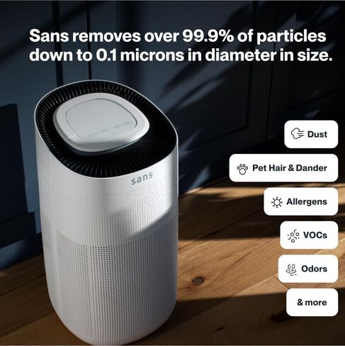 Sans HEPA 13 Air Purifier - Black - 1560ft² Ultra-Quiet Home Air Purifier, Pre-Filter, Activated Carbon, UV-C Light, Protect from Odors, Smoke, Pollutants, Allergens, Dust, Dander, Harmful Chemicals in Saudi Arabia