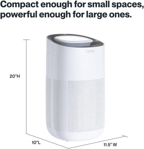 Sans HEPA 13 Air Purifier - Black - 1560ft² Ultra-Quiet Home Air Purifier, Pre-Filter, Activated Carbon, UV-C Light, Protect from Odors, Smoke, Pollutants, Allergens, Dust, Dander, Harmful Chemicals in Saudi Arabia