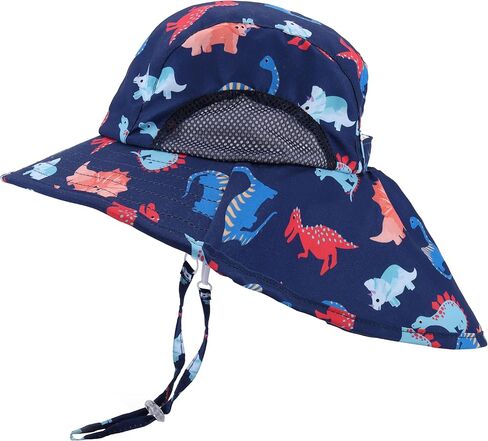 Kids Sun Hat UV Protection Toddler Summer Beach Play Hats Wide Brim Neck Flap for Girl Boy Ages 2-10 in Saudi Arabia